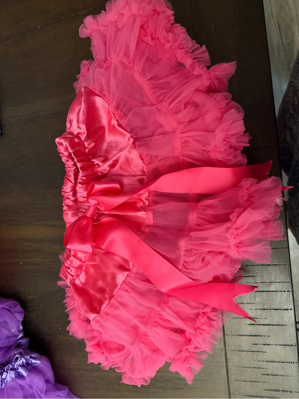 Purple Ruffled Tulle Kids Costume Skirt